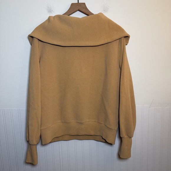 Varley Vine Half Zip Sweater Women’s Size Small Tan Ribbed Preppy Lounge Casual - Picture 3 of 6